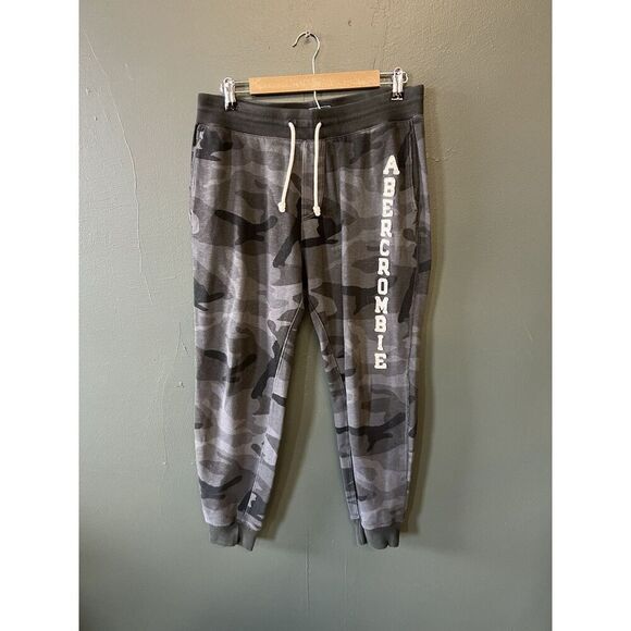 Abercrombie & Fitch Womens Black Camo Jogger Sweatpants w/ Drawstring Size M - Picture 1 of 3